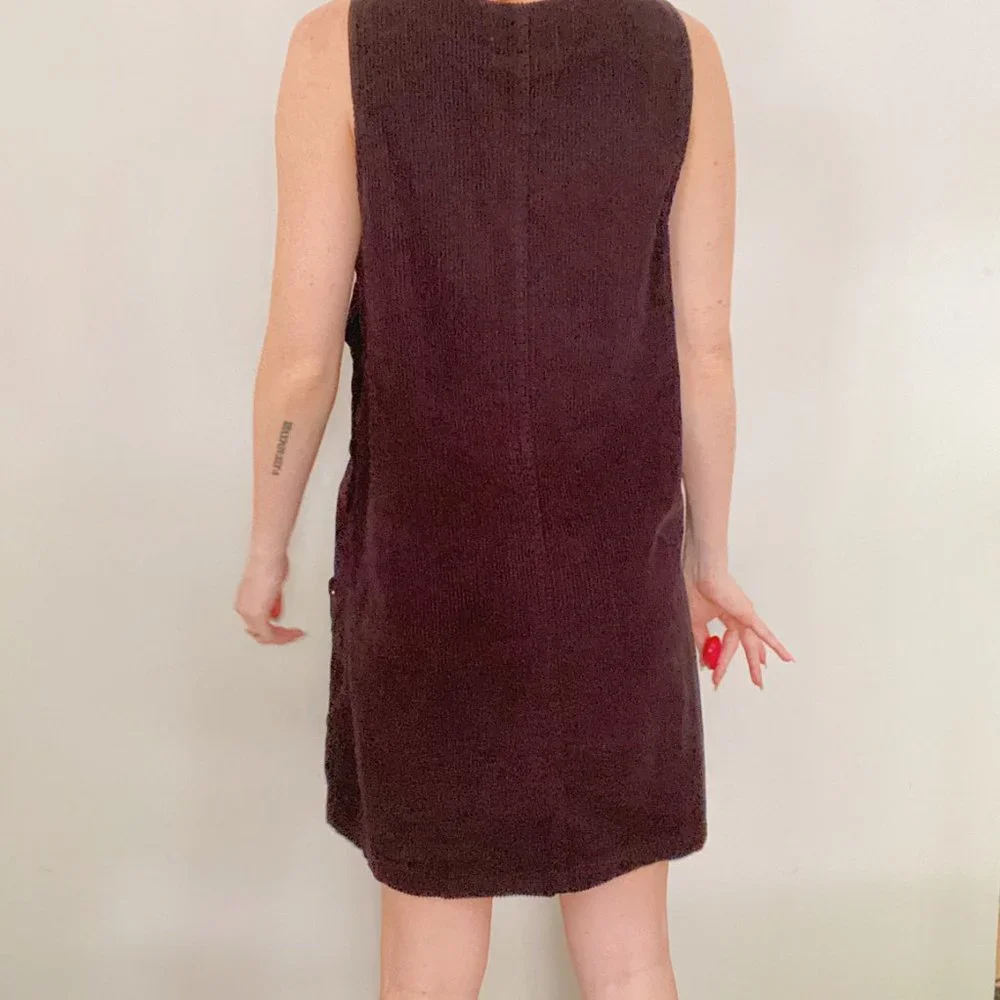 Vintage 90s Ki-Ko-Mo Black Corduroy Mini Dress - Picture 3 of 8